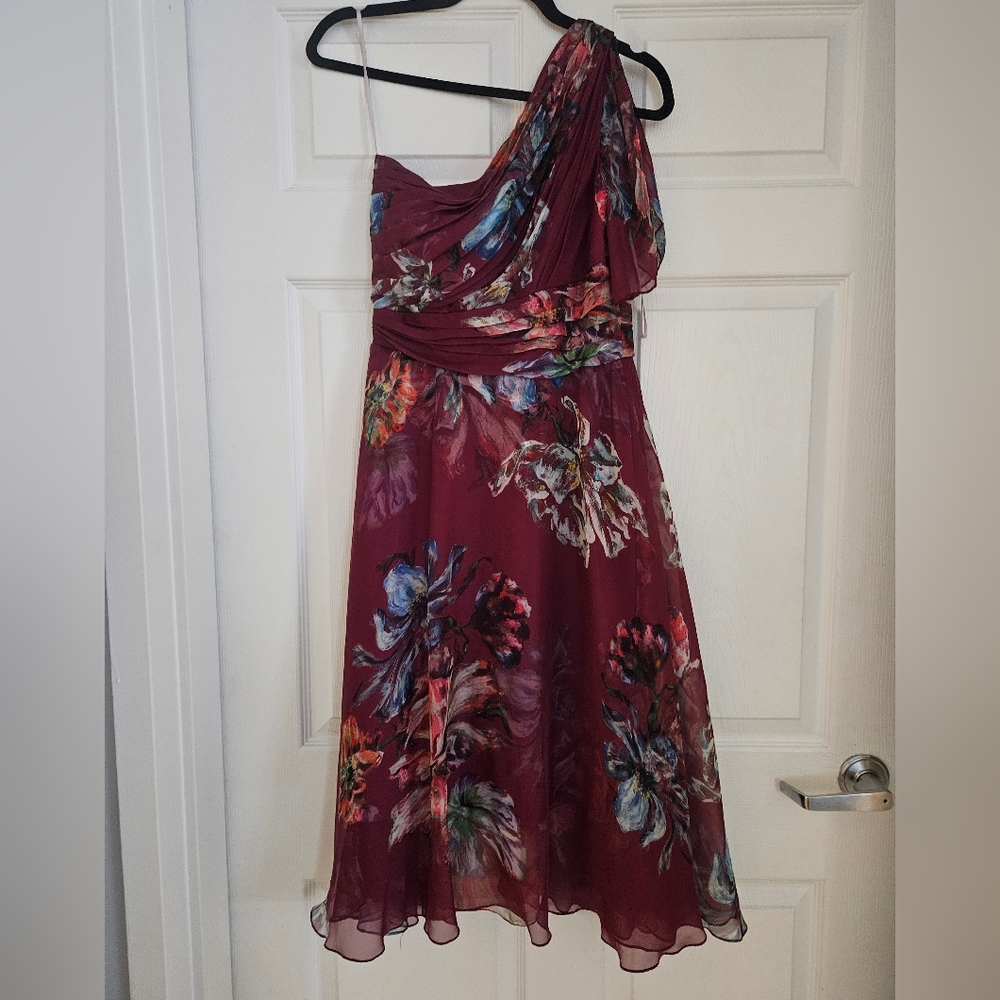 Marchesa Notte Floral One Shoulder Dress, size 2, Sample Item